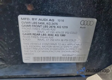 2018 Audi Q5 Premium Plus z USA, uszkodzony, nr VIN WA1BNAFY7J2000378